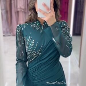Glamorous Teal Long Sleeve Dress